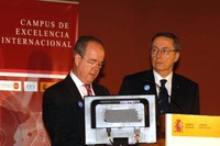 D'esquerra a dreta, Antoi Giró i Dídac Ramírez, rectors de la UPC i la UB, en la presentació del BKC a Madrid