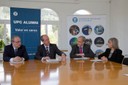 D'esquerra a dreta: Joan Pi Llorens, president d'UPC Alumni; Antoni Giró, rector de la UPC; Josep Maria Vilà, director d'UPC Alumni, i Marisol Marqués, vicerectora de Relacions Institucionals de la UPC durant la presentació als mitjans de comunicació.