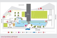 Plànol de carpes, espais i escenaris de La Festa a la plaça de les Glòries, els dies 25 i 26 d'abril